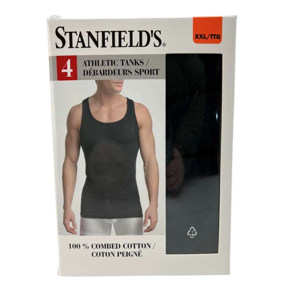 Stanfield's Men's Black Athletic Tanks: 4 Pack / Size XXLarge